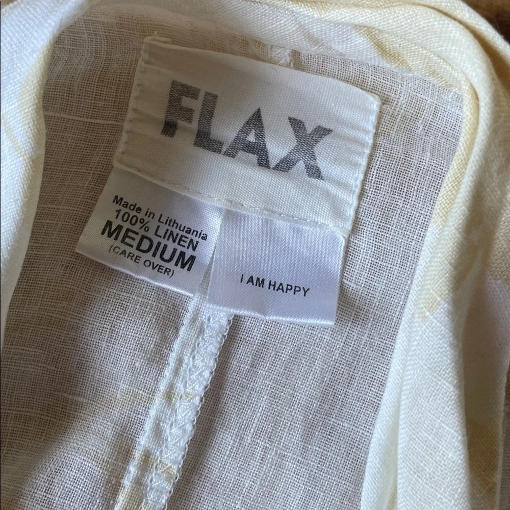 FLAX Elegant White Floral Pure Linen Women's Robe